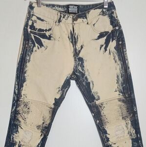 Noble Jeans Superior Standard Acid Wash Moto Jeans with Zippers